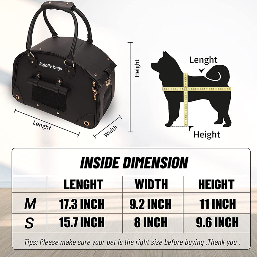 Dog Cat Pet Carrier Foldable Premium PU Leather Purse Portable Tote Bag