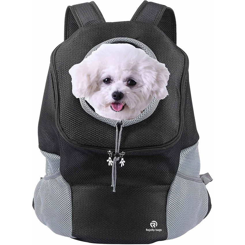 Dog Backpack Bag Front Carrier for Small Puppy with Breathable Head out Design and Padded Shoulder for Hiking Outdoor Travel