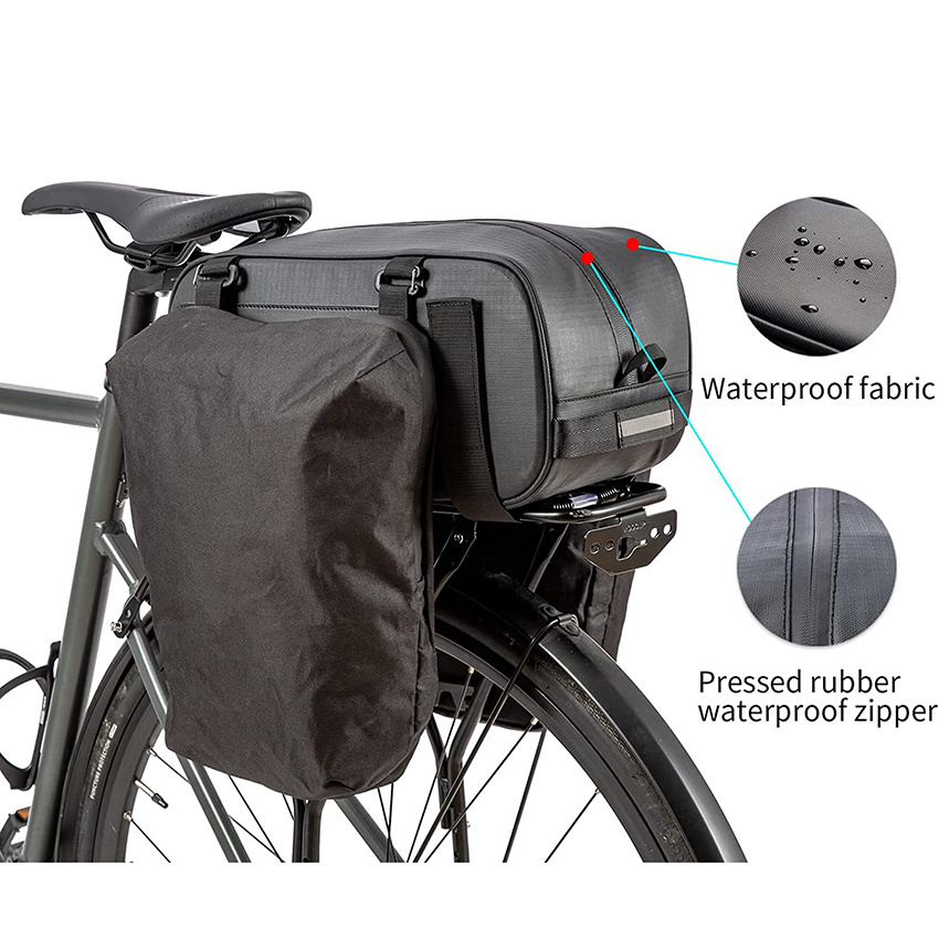 Storage Pannier Saddle 26L Multifuction Rear Bike Cargo Rack Bags with Reflective Strips Waterproof Travel Accessories Expandable Luggage Bike Trunk Bag