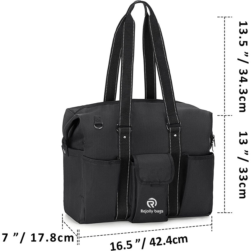 Utility Tote and Nurse Bag, Home Health Nurse Bag with Zip-Top Closure and Side Fasten Snaps for Home Visits, Clinical Study Medical Bag