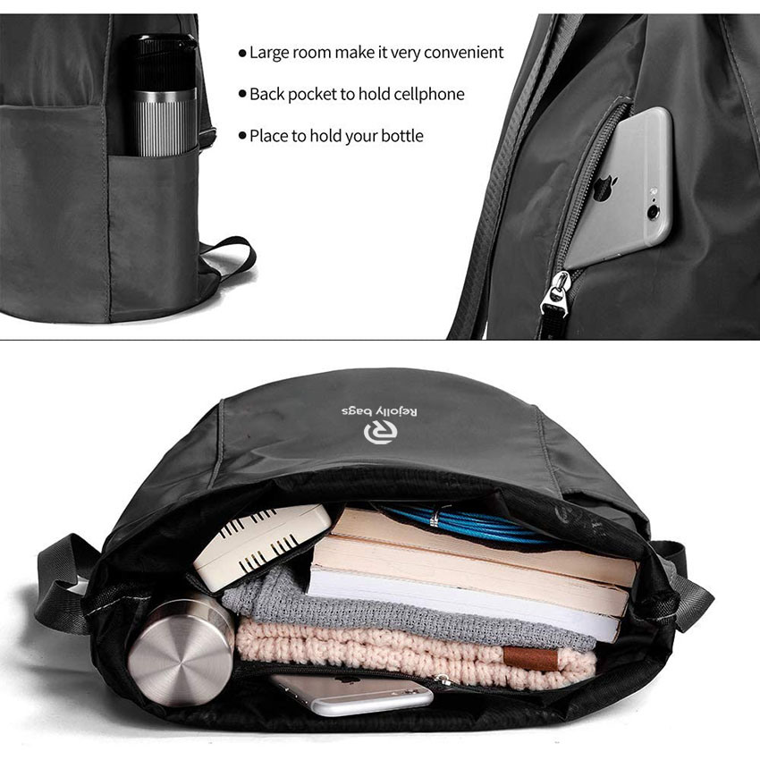 Waterproof Drawstring Gym Backpack Bag for Men & Women, Sport Gym Sack Mini Travel Daypack Bag