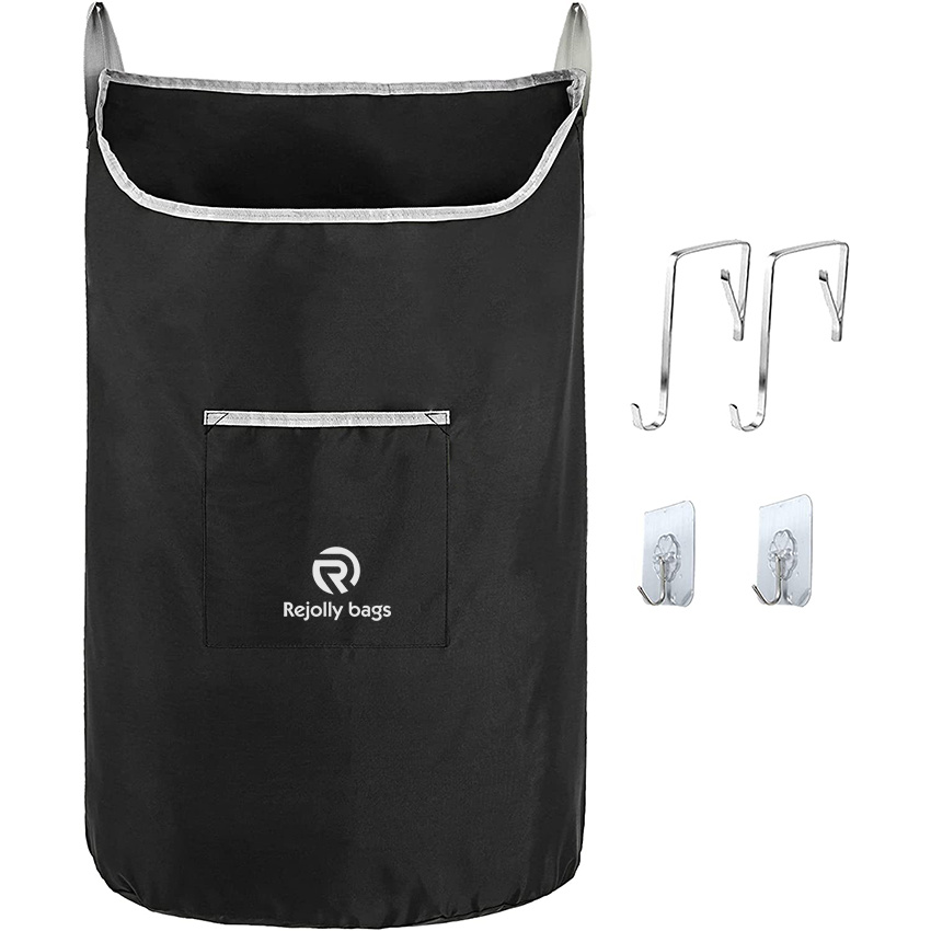 Hanging Laundry Hamper Bag X-Large Over The Door Hanging with 2 Hook Types Saving Space with Zipper for Bathroom Home Travel Dormitory Laundry Bag