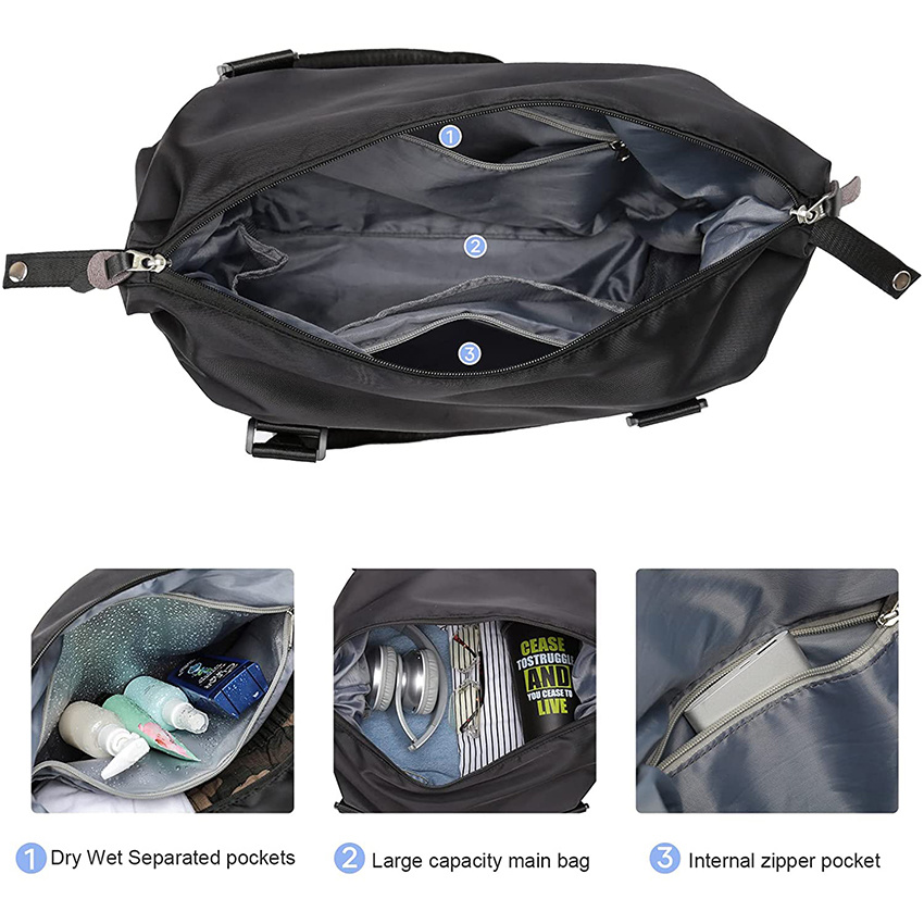 Large Sports Tote Gym Bag, Waterproof Weekender Carry on Overnight Bags for Women with Trolley Sleeve, Expandable Luggage Dry Duffel Bag