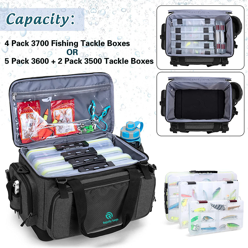 Waterproof Fishing Tackle Storage Bag with Non-Slip Base for Saltwater or Freshwater Fishing Rod Bags