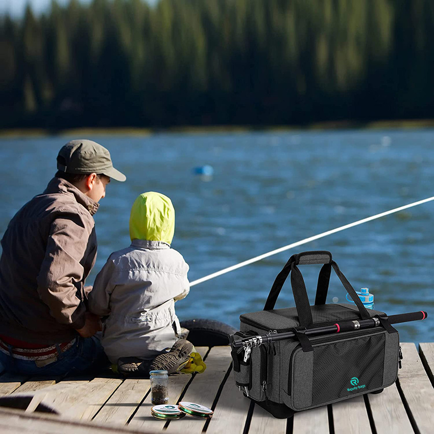 Waterproof Fishing Tackle Storage Bag with Non-Slip Base for Saltwater or Freshwater Fishing Rod Bags