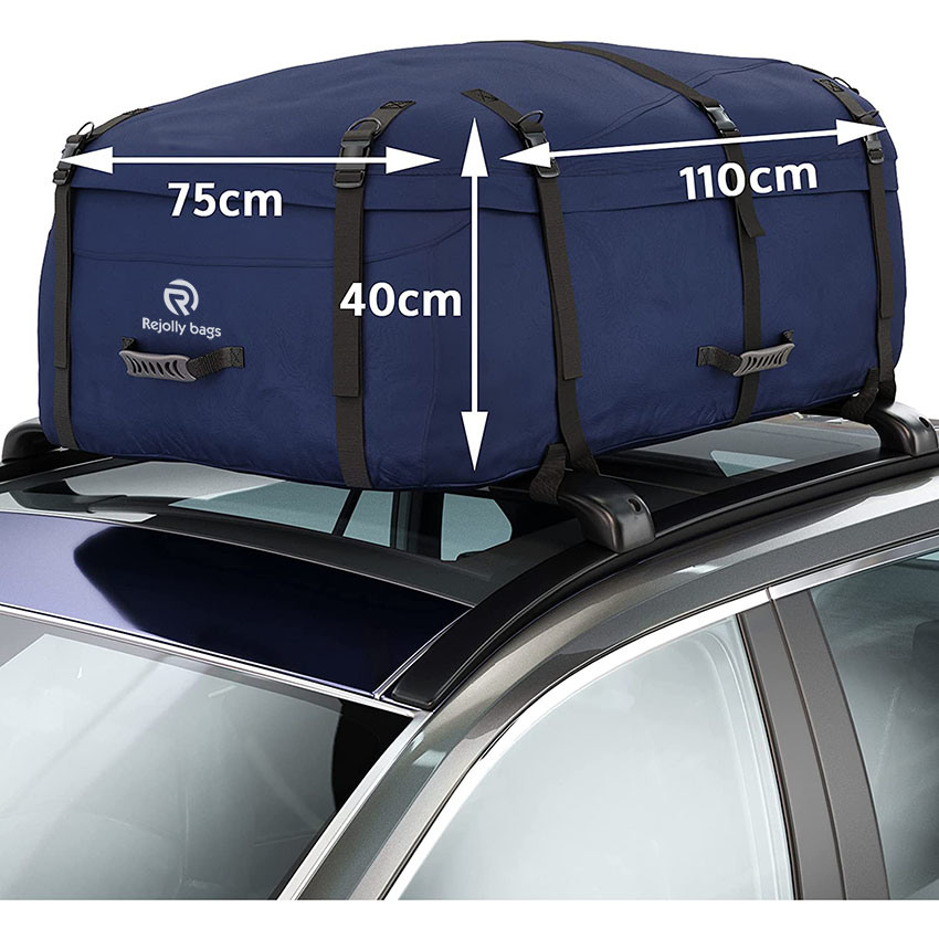 Large 330 Litres Soft Roof Box; Foldable Weather Resistant Roof Bag with Solid Base; Navy Blue Bag