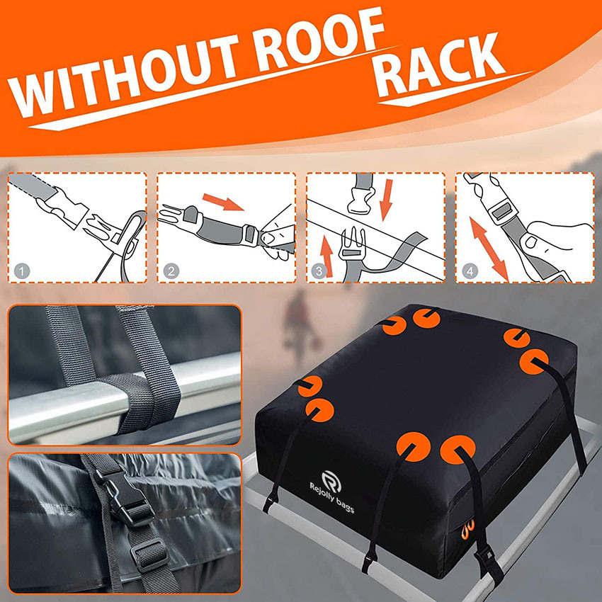 Rooftop Cargo Carrier 15 Cubic Feet Car Roof Bag Waterproof Roof Cargo Bag for All Cars (Side Rails/Cross Bars/with Rack) with Storage Bag