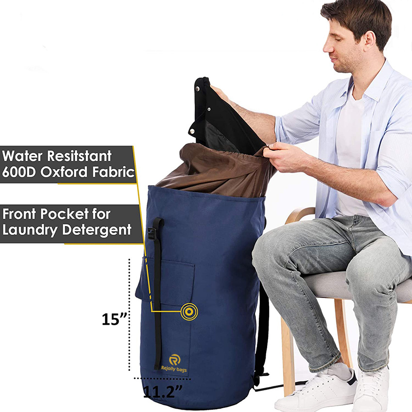 Laundry Backpack with Padded Shoulder Strap, Sturdy Travel Hanging for College Dorm, Apartment for Student Laundry Bag