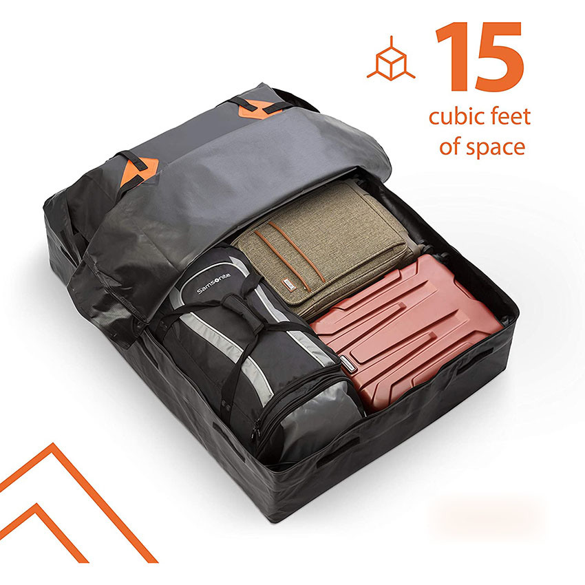 Durable Roof Top Waterproof Cargo Bag Zone Tech Classic Black 15 Cubic Feet Premium Quality Universal Waterproof Fold-Able Leak Proof Traveling Roof Top Car Bag