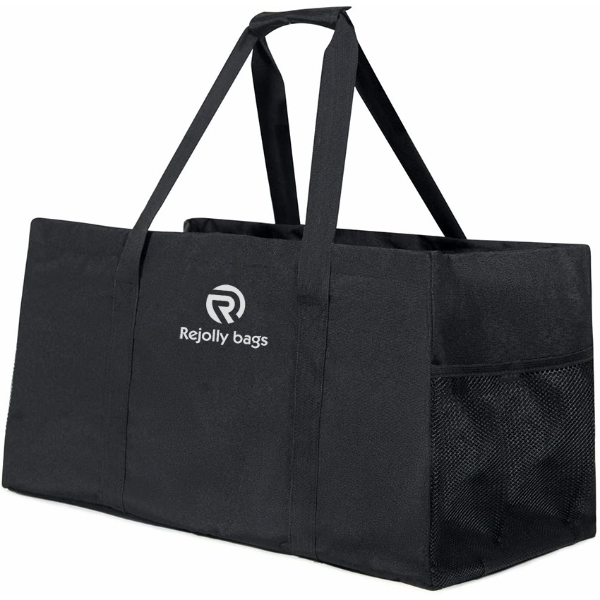 Extra-Large Utility Tote Bag with 3 Pockets, Waterproof Beach Bag Collapsible Reusable Grocery Basket for Storage Laundry Bag