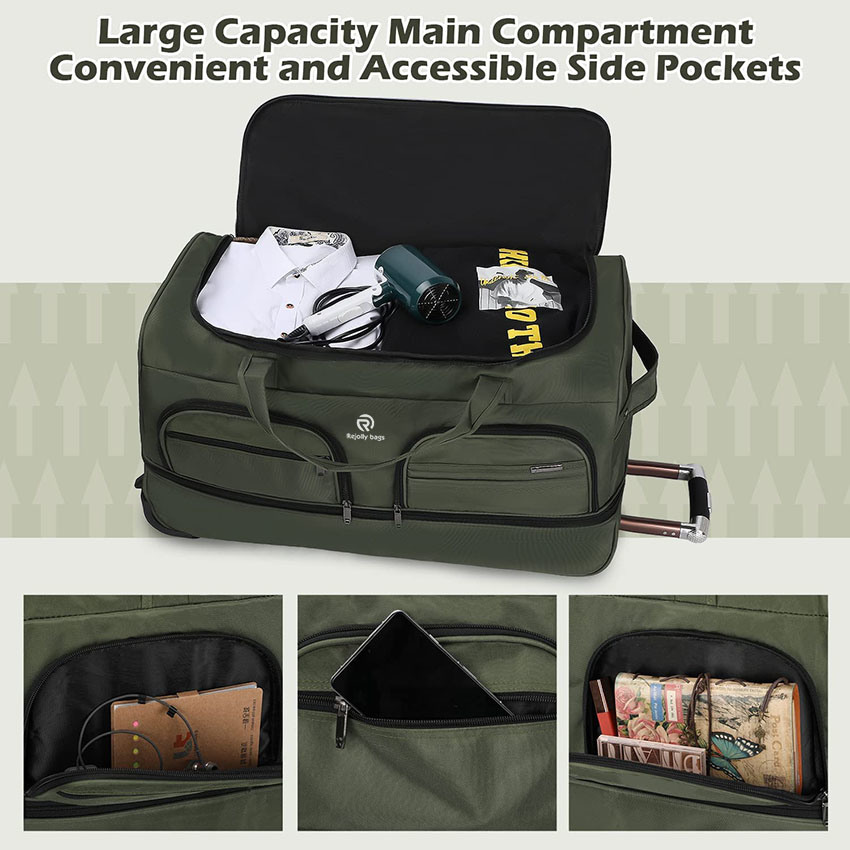 105L Large Travel Wheeled Duffel Luggage with Rollers Bag