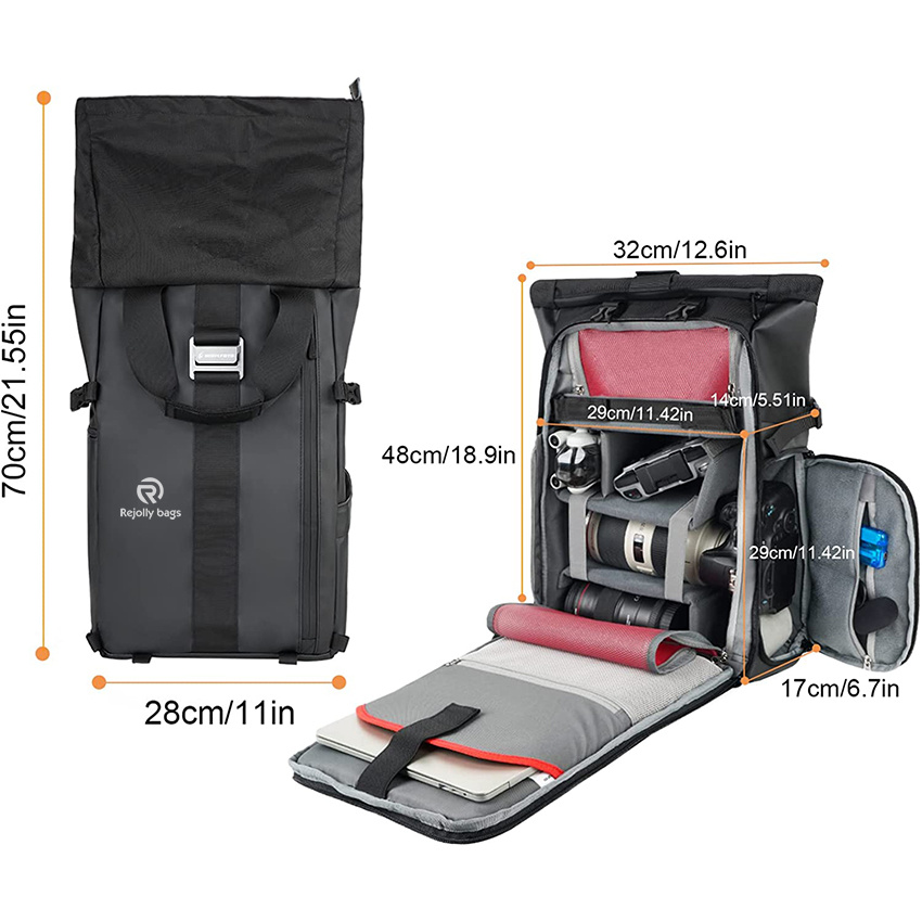 Waterproof Dry Backpack with Laptop Compartment Tripod Holder Large Capacity for Hiking, Traveling Bag