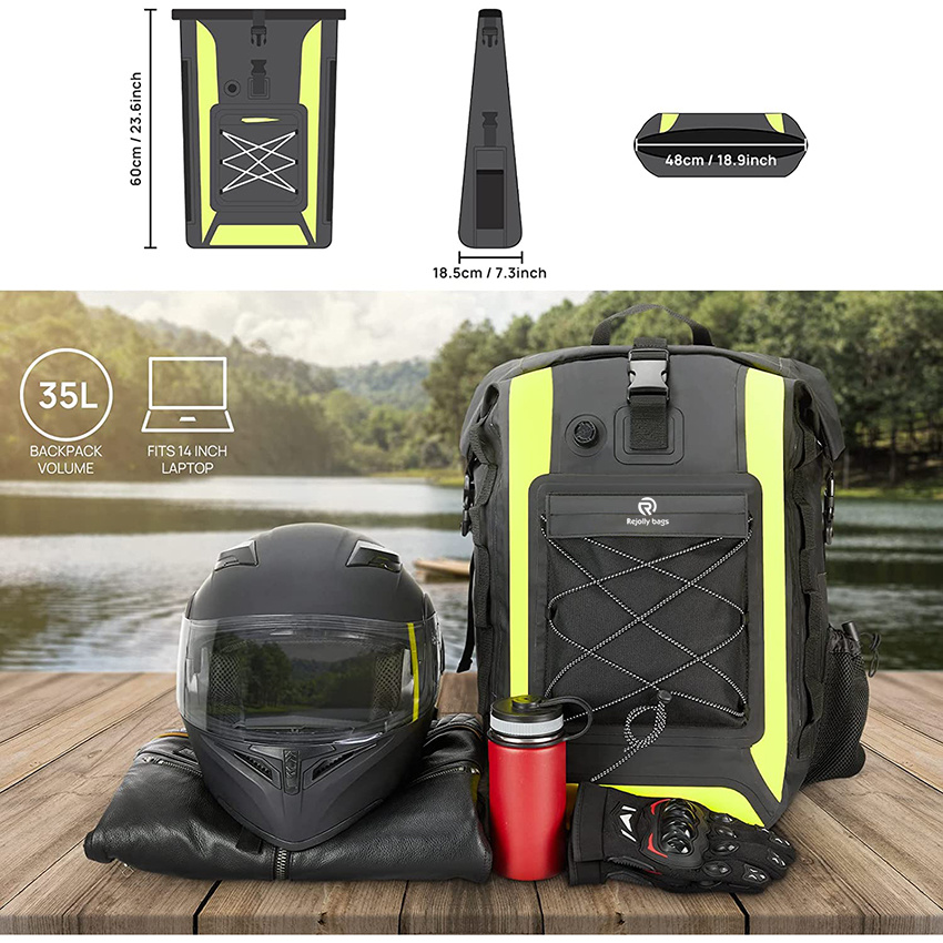 35L Waterproof Motorcycle Backpack with Mounting Straps Motorcycle Dry Bag