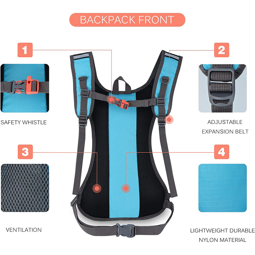 Hiking Backpack Hydration Pack with Free 2-Liter Water Bladder for Men, Women, Kids for Running, Cycling Hydration Bag