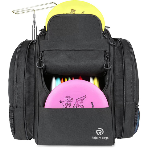 Durable Frisbee Golf Bag with 22+ Disc Capacity Water Bottle Two Side Pockets for Extra Storage Padded Straps and Back Panel Golf Dics Bag