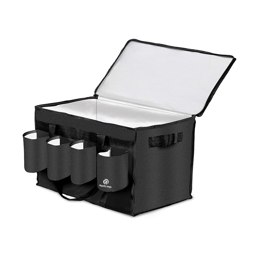 Hot Food Delivery Bags with 4 Drink and Cup Holder for Delivery Eats Catering Tea Bags Insulated Warming Carrying