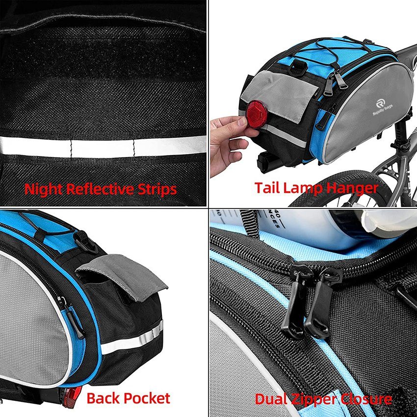 Multifunctional Bicycle Rear Seat Bag Cycling Bike Rack Seat Bag Rear Trunk Pannier Backseat Bag Handbag Shoulder Bicycle Bag