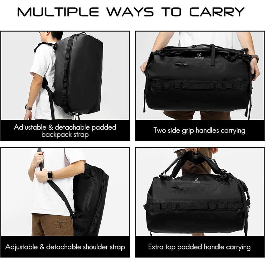 Roll-Top Dry Duffel Backpack Large Waterproof Dry Sack Heavy Duty with Backpack Straps for Kayaking, Rafting, Boating, Travel Dry Bag