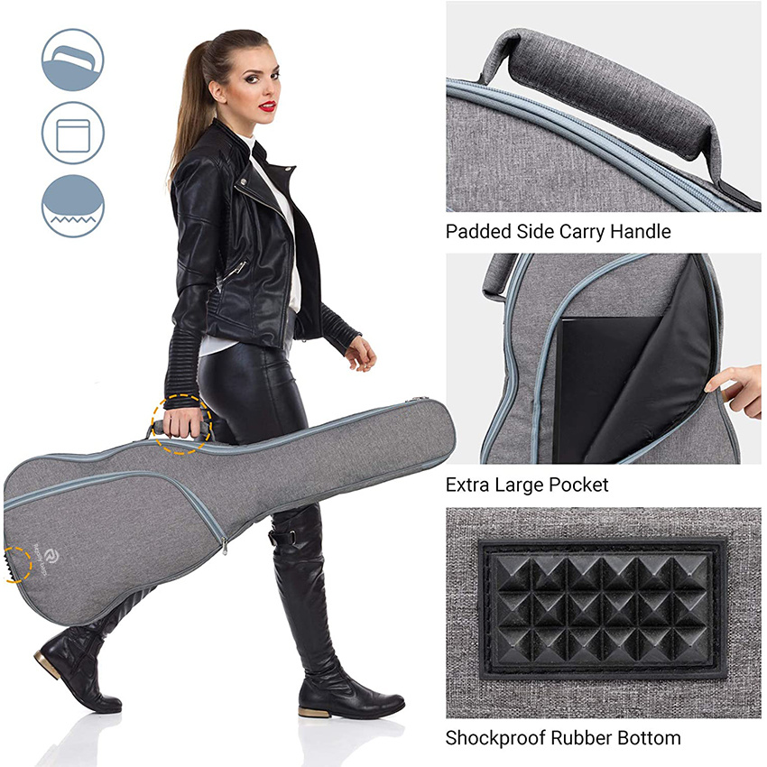 Padded Electric 0.35in Padding Dual Adjustable Shoulder Strap Electric Guitar Case