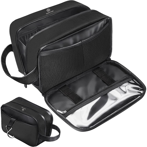 Hanging Toiletry Bag for Men, Water-Resistant Travel Toiletries Organizer Dopp Kit Waterproof Zipper and Fabric Cosmetic Bag RJ21672