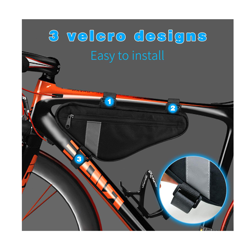 Bike Triangle Frame Bag Saddle Strap on Pouch for Cycling Top Tube Bicycle Travel Sports Storage Pouch