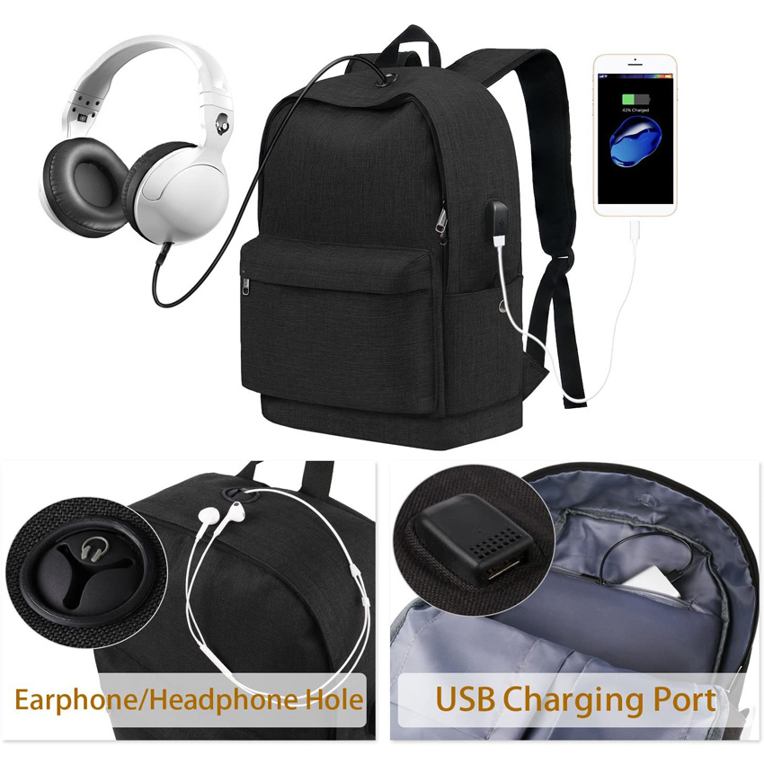 School Backpack Travel Backpack Casual Daypack Laptop Backpack with USB Charging Port
