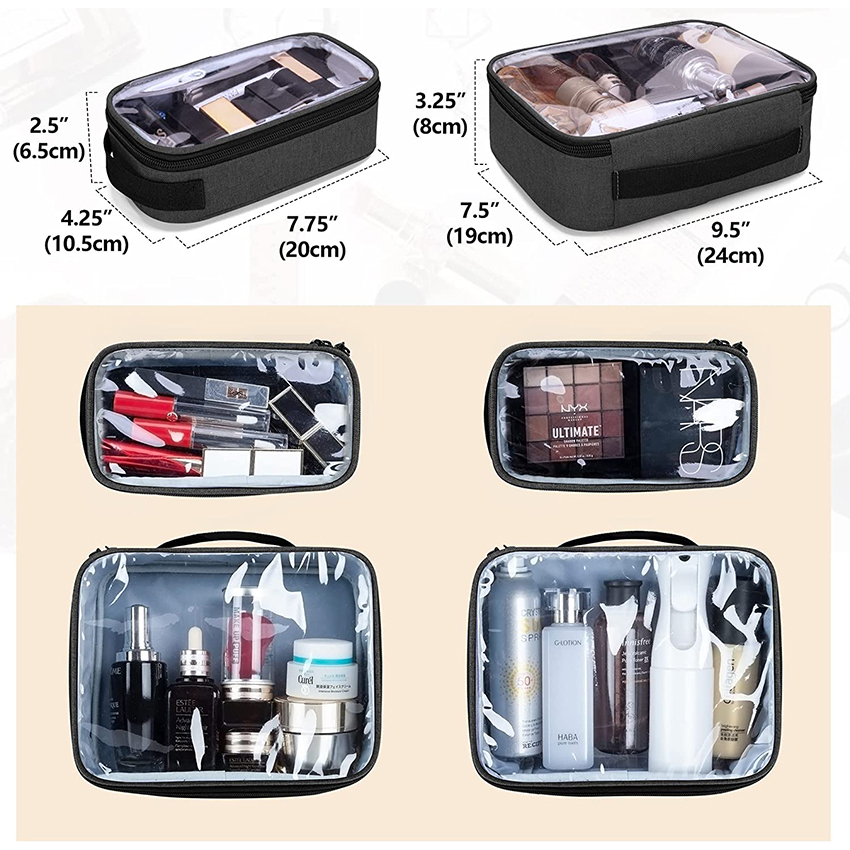 Travel Makeup Bag with 4 Inner Removable Pouches, Multifunctional Cosmetic Bag RJ21690