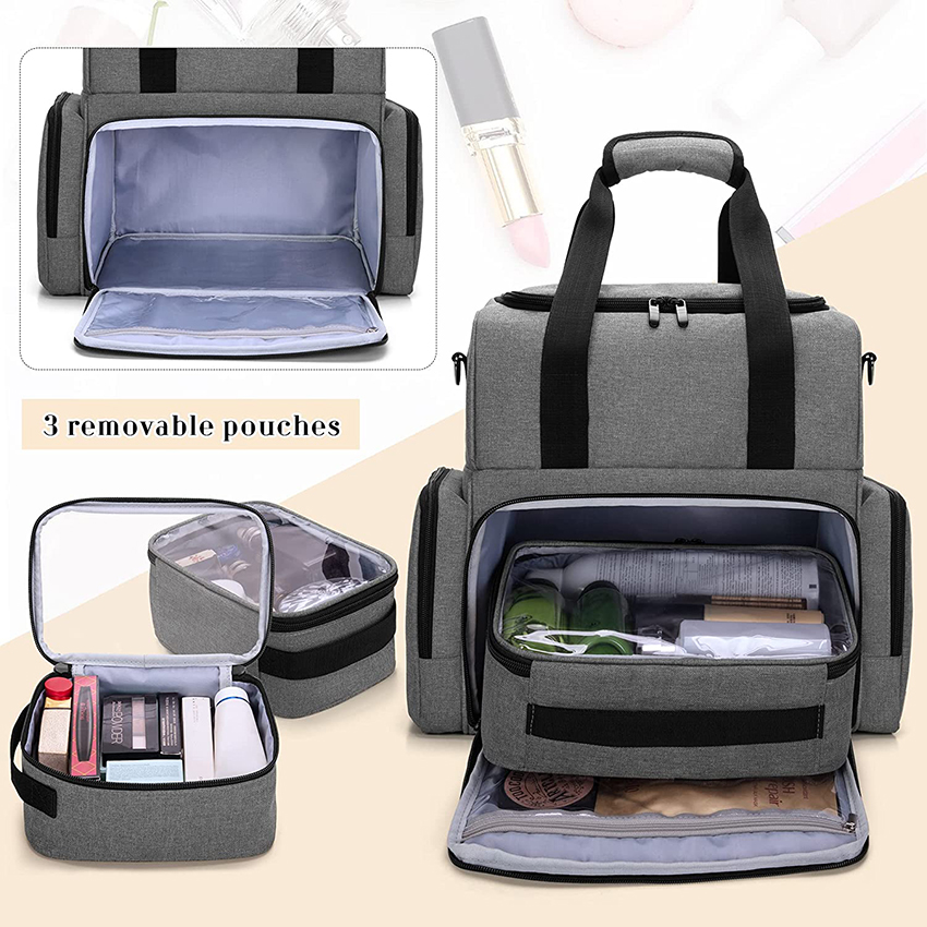 Large Travel Makeup Bag with 3 Inner Removable Pouches,Large Cosmetic Bag Cosmetic Bags RJ21692