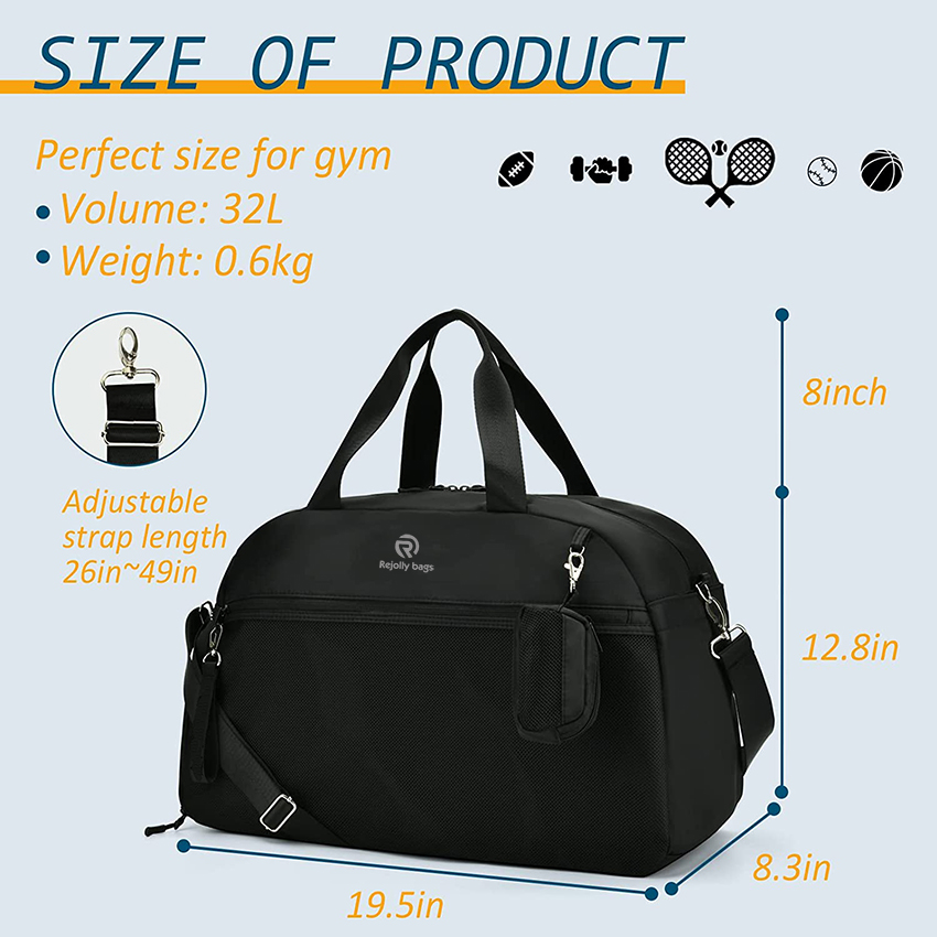 Gym Bag for Men Sport Accessories for Men Women Travel Duffel Bags with Wet Pocket Yoga Football Basketball Lightweight Sports Bag RJ196191