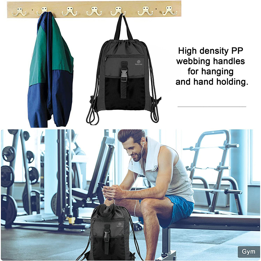 Gym Bag Drawstring Backpack X-Large Sports Bag with Inner Zipper Pocket for Men Women Waterproof Cinch Gym Ball Bag RJ196128