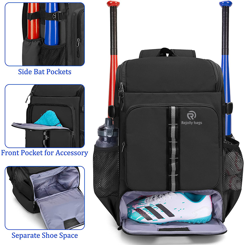 Softball Bat Bag for Youth and Adults with Separate Shoe Space and Multiple Pockets for Essentials Baseball Bags RJ19672