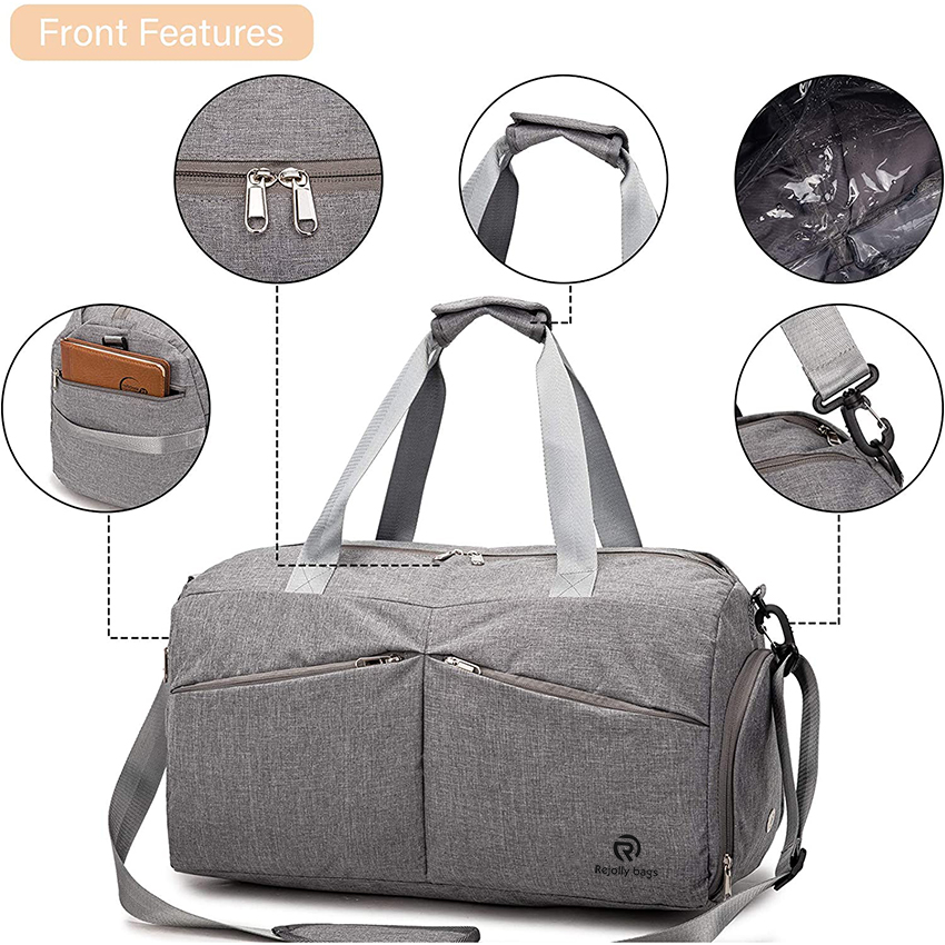 Sports Gym Bag Travel Duffel Weekender Bag Shoe Compartment with Wet Pocket for Men and Women Sports Bag RJ196175