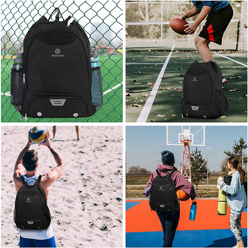 Drawstring Backpack, Soccer Basketball Backpack with Shoe & Ball Compartments and Wet Pocket Gym Ball Bag RJ196127