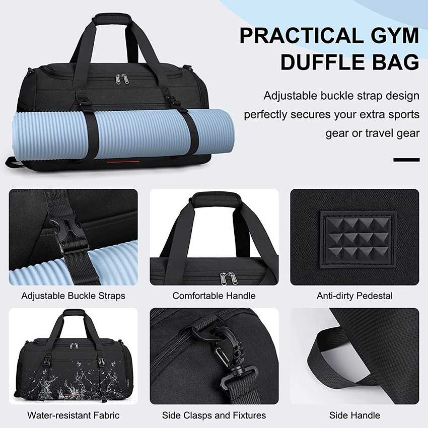 40L Water Resistant Sports Bag Gym Duffle Bag with Wet Pocket Large Travel Duffel Weekender Overnight Sports Bag RJ196164