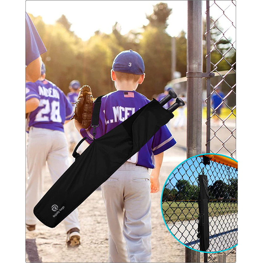 Lightweight Baseball Bat Sleeve, Black Bat Nylon Case,Softball Bat Sleeve Protector with Fence Hook,Handle Hold Baseball Bags RJ19665