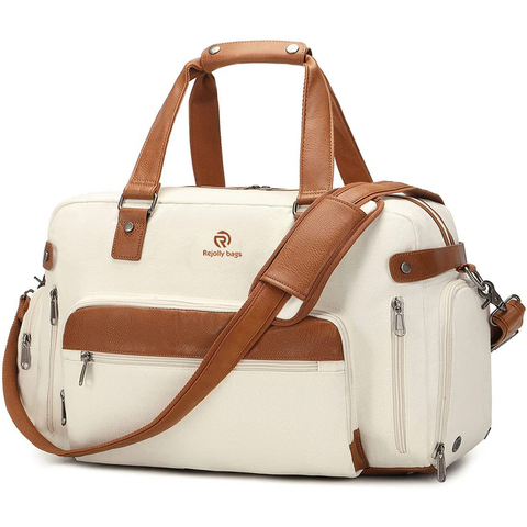 Canvas Overnight Bag Travel Carry on Shoulder Weekender Bag Yoga Gym Tote Bag with Shoes Compartment Duffel Bags RJ204203