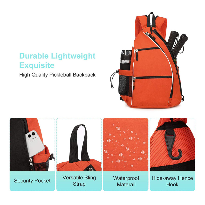 Large Capacity Tennis Bag Casual Rackets Bags Orange Sling Gym Bag