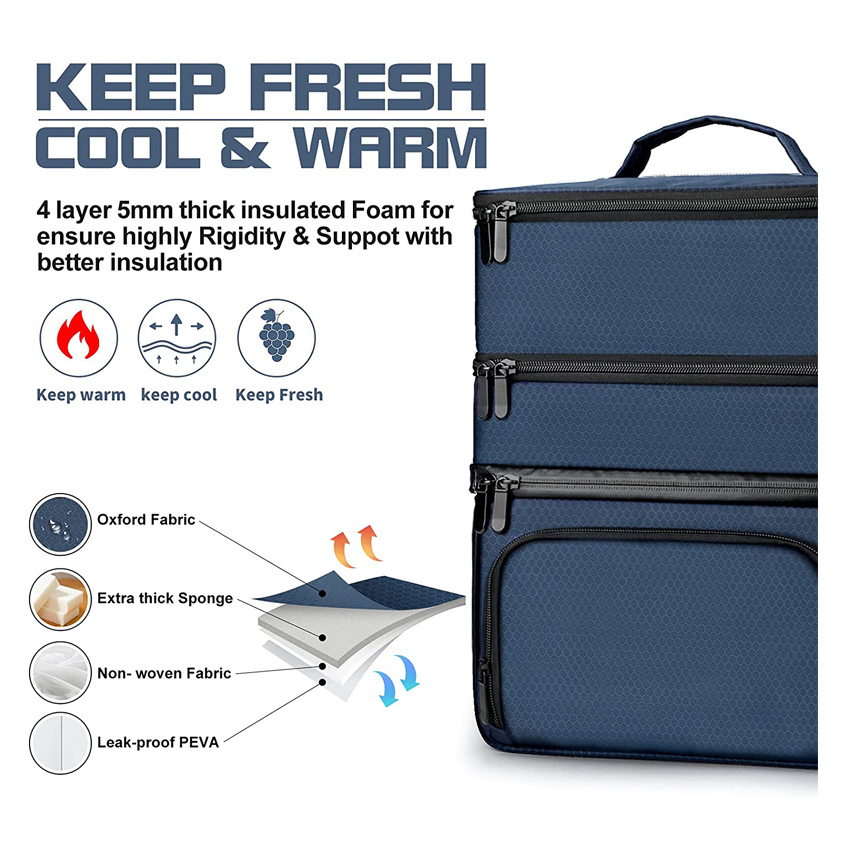 Large Insulated Food Delivery Bag Ice Cooler Bag Cool Box Leisure Picnic Bag