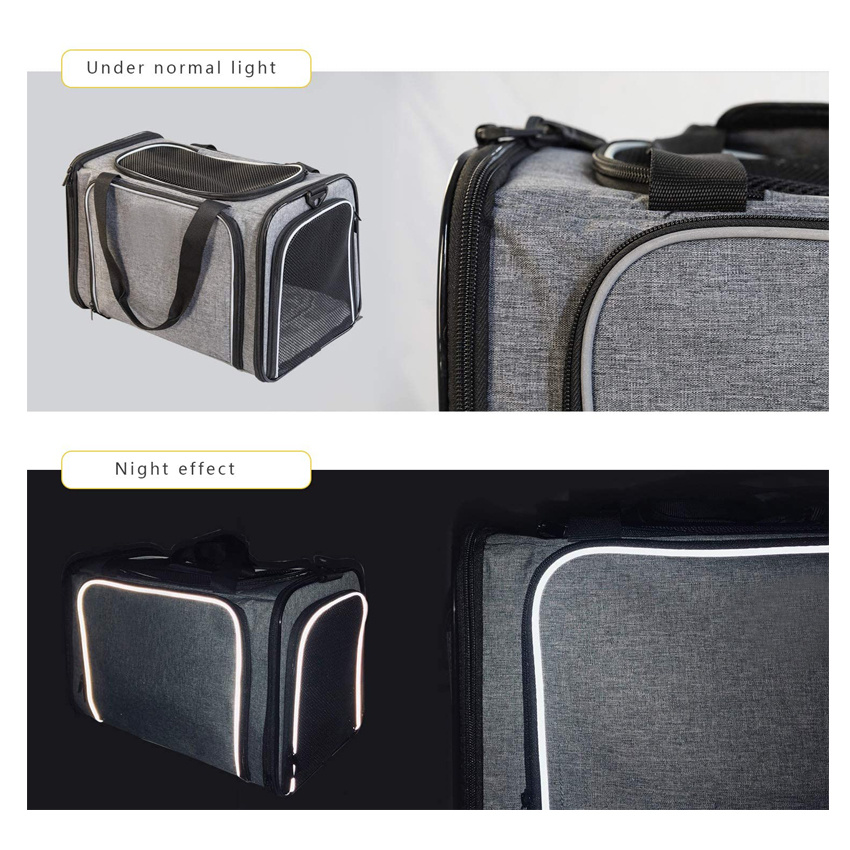Airline Approved Pet Dog Cat Soft Sided Carrier 2 Side Expandable Collapsible Cat Carrier