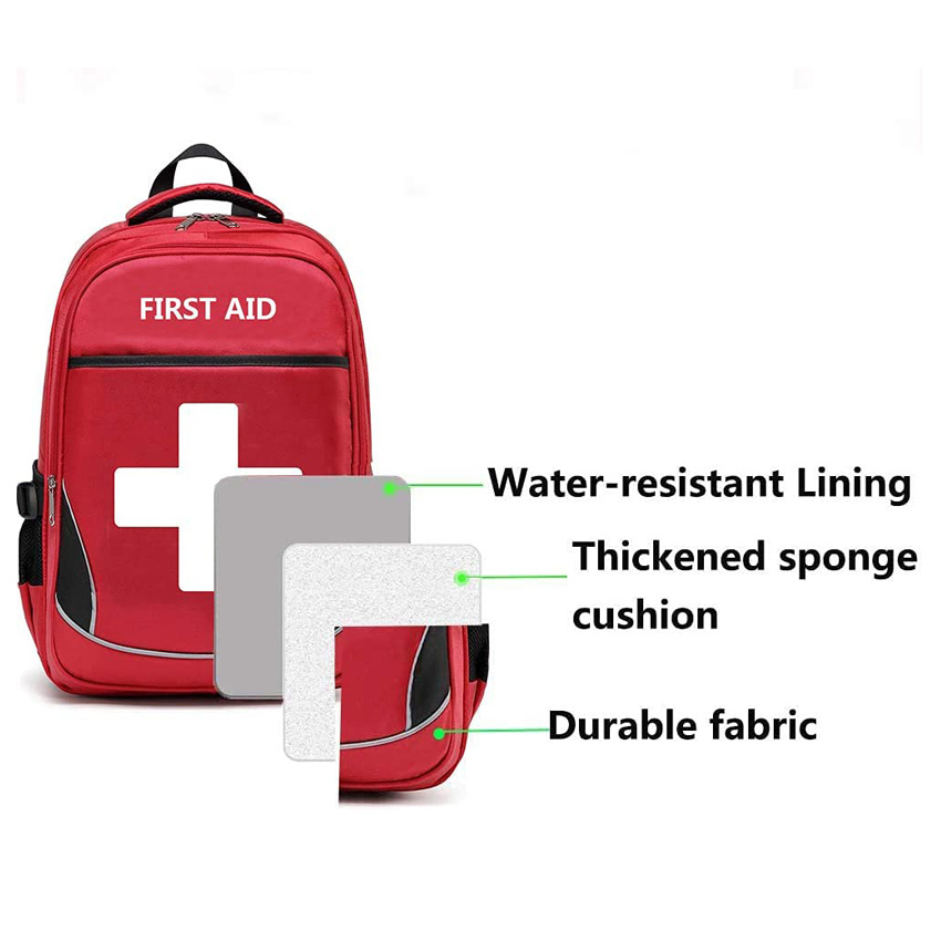 Health Care Bag Multipocket Medic Storage Bag Portable First Aid Backpack for Family Travel