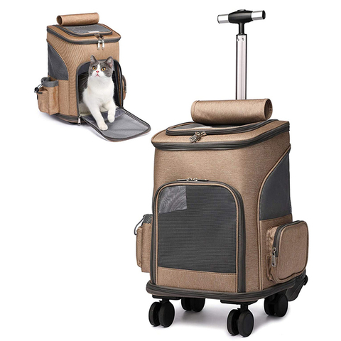Durable Large Size Soft-Sided Pet Backpack Ventilation Pet Carry Roller Bag
