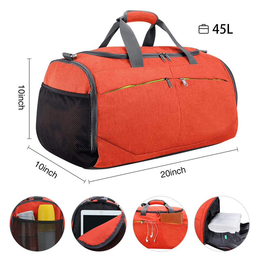 Lightweight Sports Gym Bag Travel Duffel Bag with Wet Pocket & Shoes Compartment for Men Women