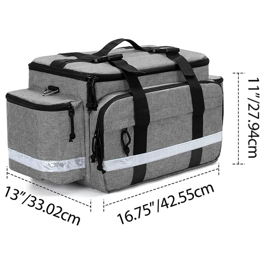 Emergency Responder Trauma Bag Medical Supplies Kit with Detachable Dividers and Top Buckles