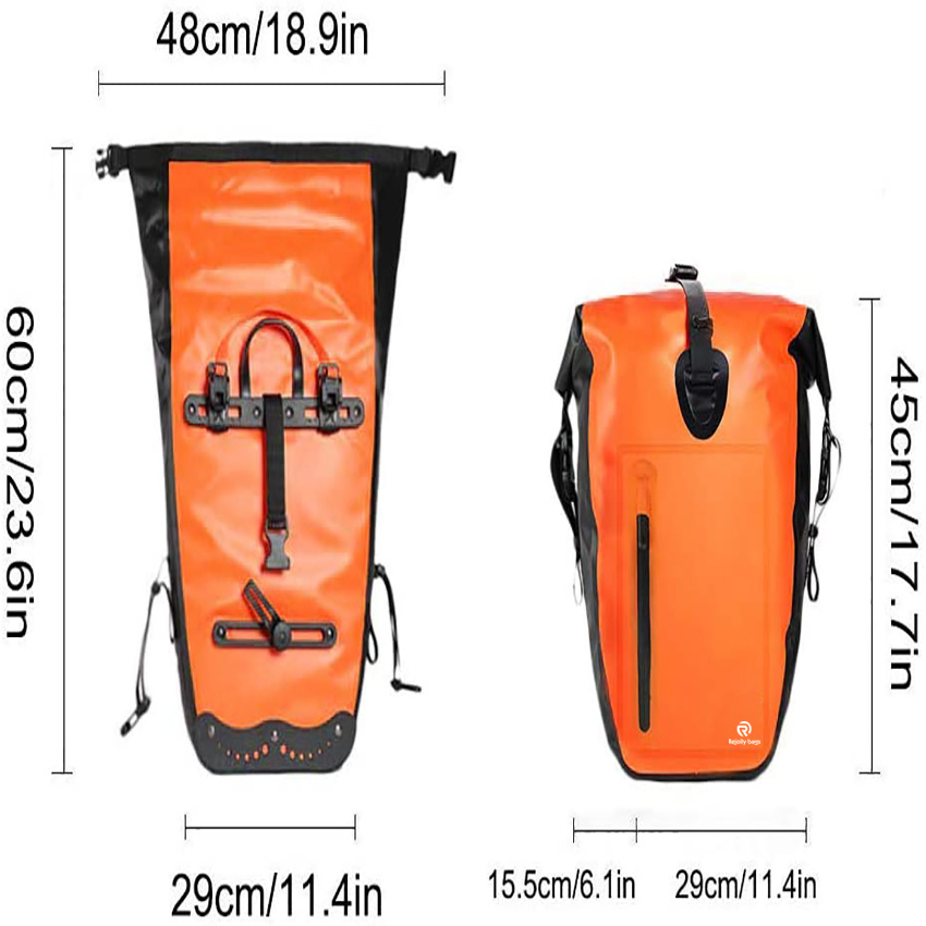 Waterproof Extensible Bicycle Rear Seat Shoulder Bag with Rain Cover for 25L Riding Cycling Bike Saddle Pannier Bag