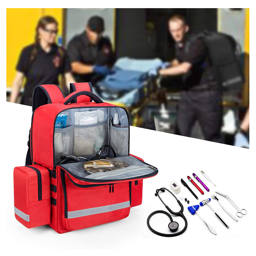 Emergency Medical Backpack Empty EMT Camping Molle Bag with Detachable Side Pocket