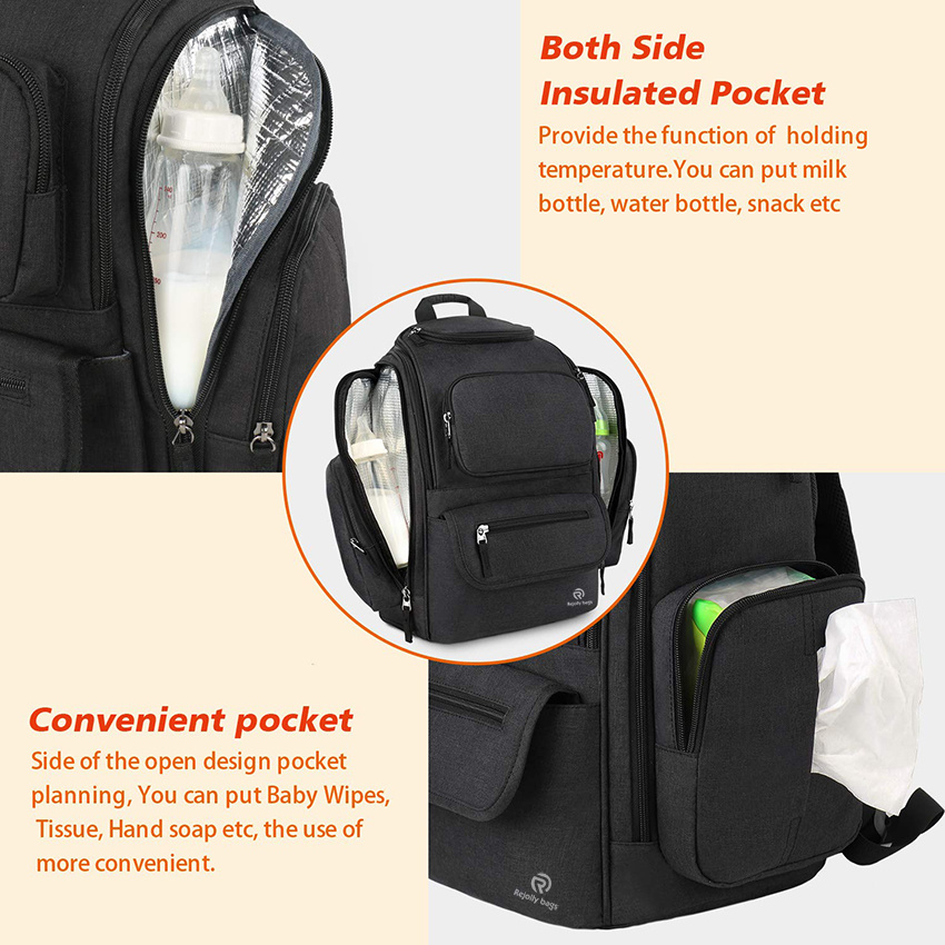 Large Storage with Portable Changing Pad Travel Water Resistant Baby Diaper Backpack for Men Women with Insulated Pockets Diaper Bag Backpack