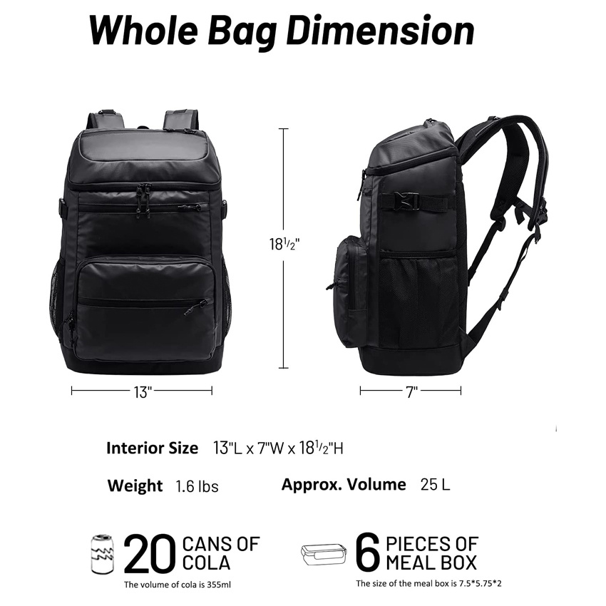 Large Capacity Travel Food Bag Bottle Bag Cooler Backpack Insulated Bag for Men Women