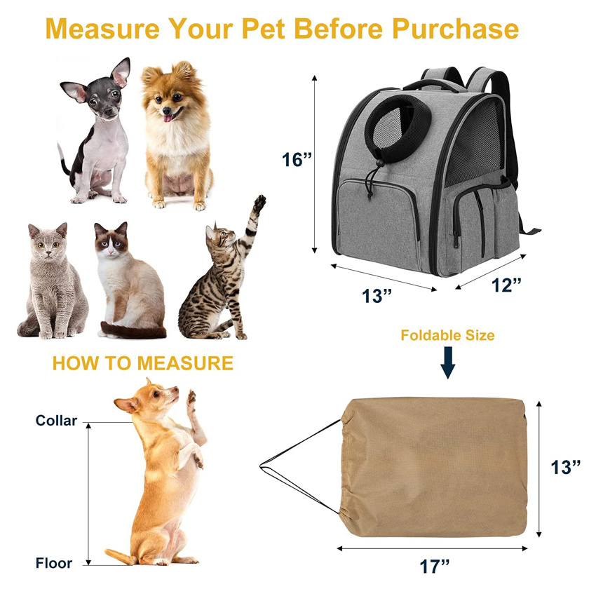 Pet Bag Dog Carrier Front Pack Breathable Head-out Bag for Travel Hiking Camping Use