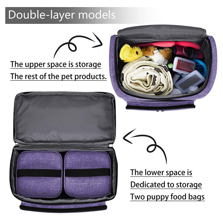 Double-Layer Pet Supplies Backpack for All Pet Travel Supplies Pet Travel Collapsible Food Baskets