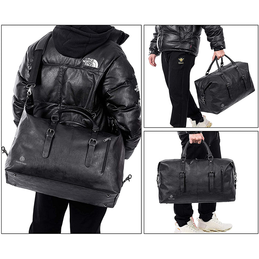 Weekender Overnight Bag Waterproof Leather Large Carry on Bag Travel Tote Duffel Bag for Men or Women Duffel Bags